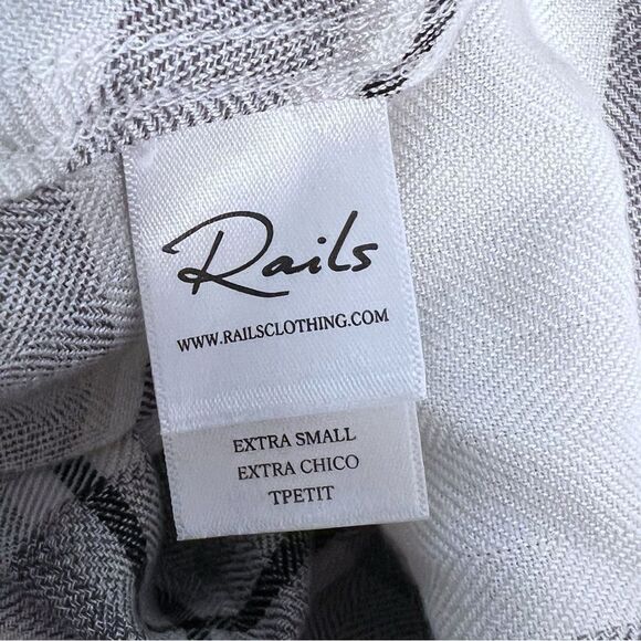 Rails Button Down Plaid Hunter Shirt Size XS Black White - Picture 7 of 8